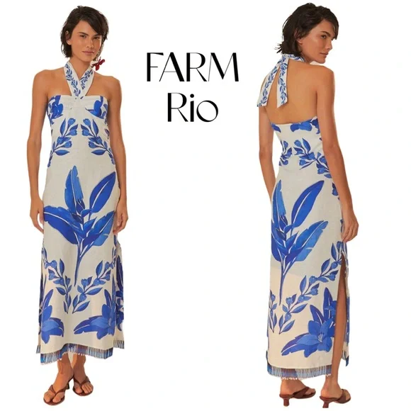FARM Rio | Dresses | Farm Rio Blue And White Maxi Dress | Poshmark FARM Rio | Dresses | Farm Rio Blue And White Maxi Dress | Poshmark